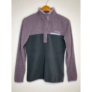 Columbia Womens Snap Fleece Pullover Sweater Purple Gray Size Small